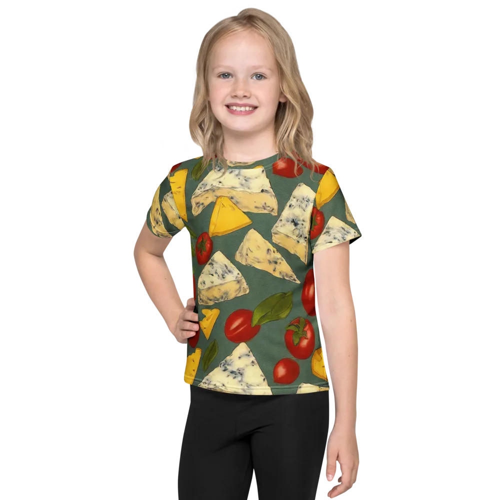 Market Day Blue on Kids Crew Neck T-Shirt — Front
