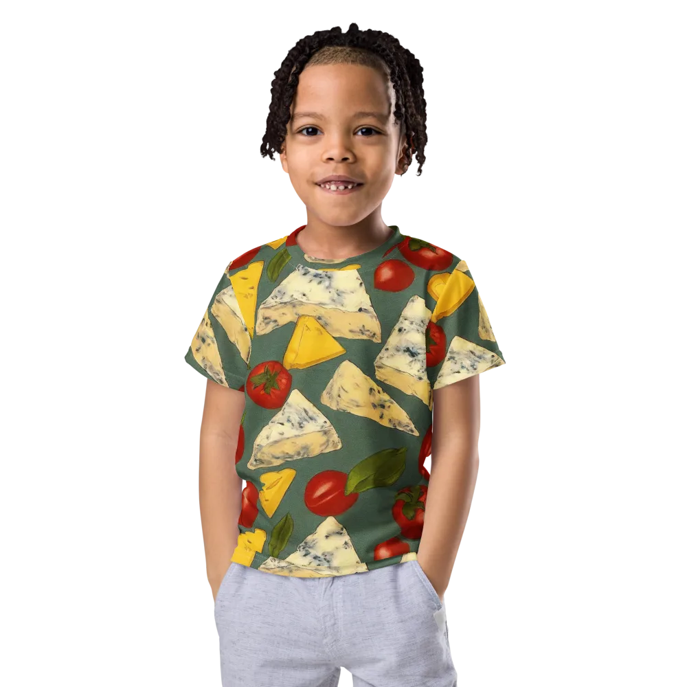 Market Day Blue on Kids Crew Neck T-Shirt — Front