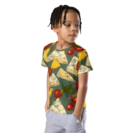 Market Day Blue on a Kids Crew Neck T-Shirt