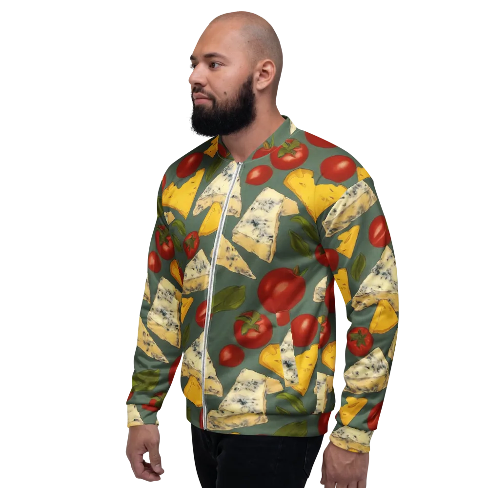 Market Day Blue on Bomber Jacket — Left
