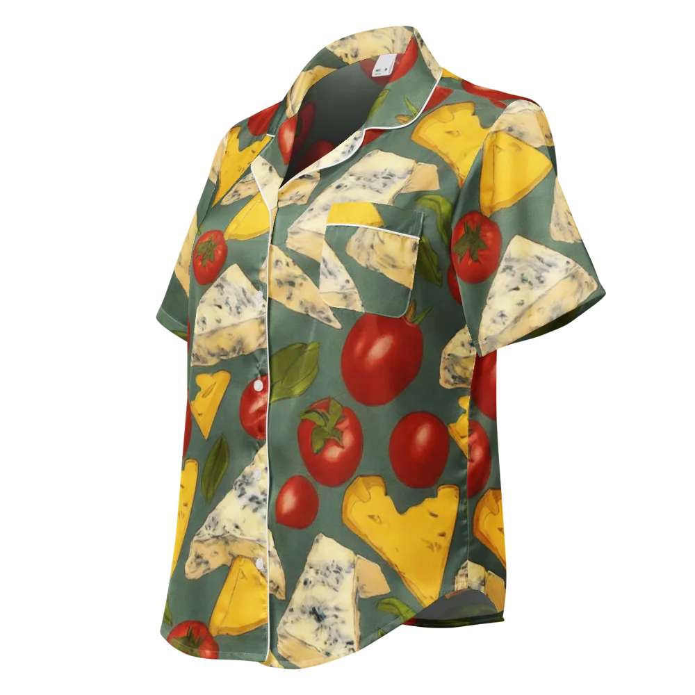 Market Day Blue on Women's Short Sleeve Pajama Top — Left Front