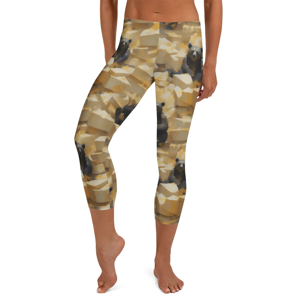 Cheddar Bear Society on Capri Leggings — Front