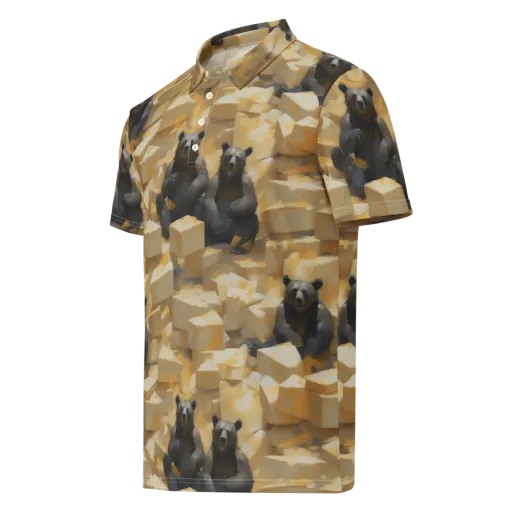 Cheddar Bear Society on a Men's Slim Fit Polo Shirt