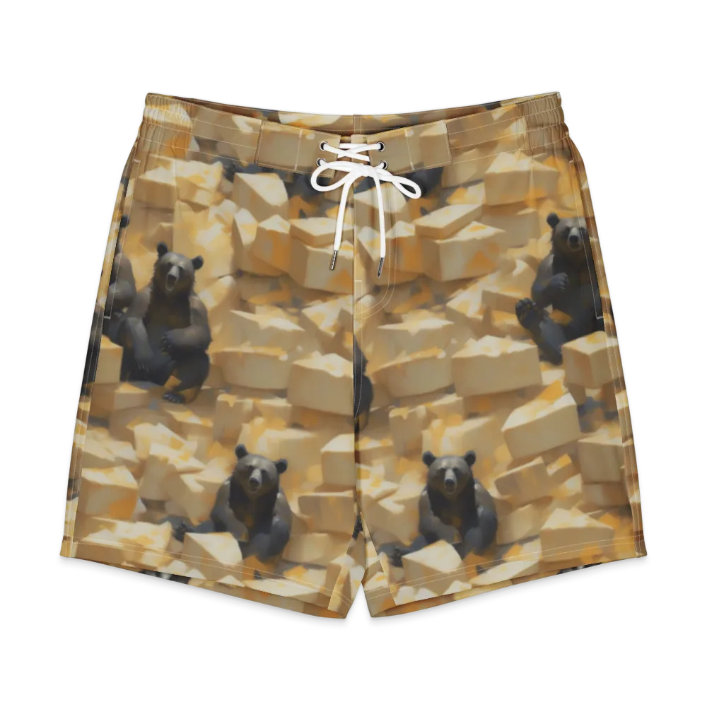 Cheddar Bear Society on Men's Board Shorts — Front