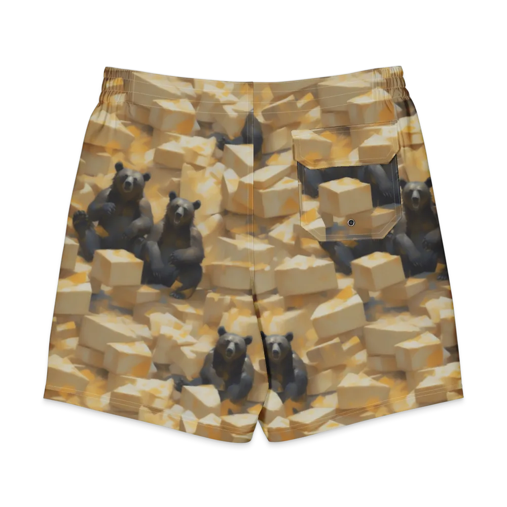 Cheddar Bear Society on Men's Board Shorts — Back