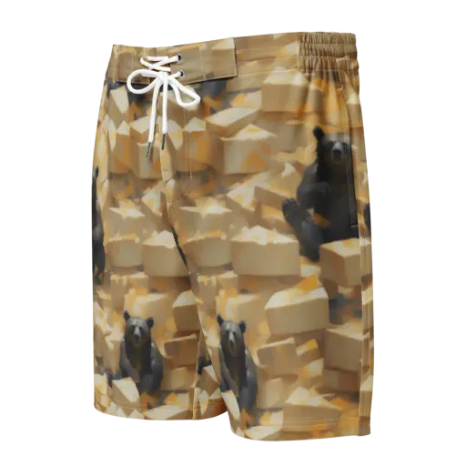 Cheddar Bear Society on a Men's Board Shorts