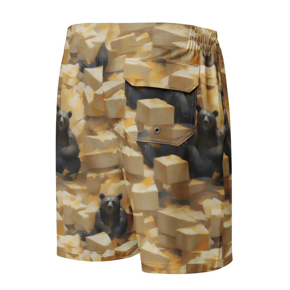 Cheddar Bear Society on Men's Board Shorts — Back