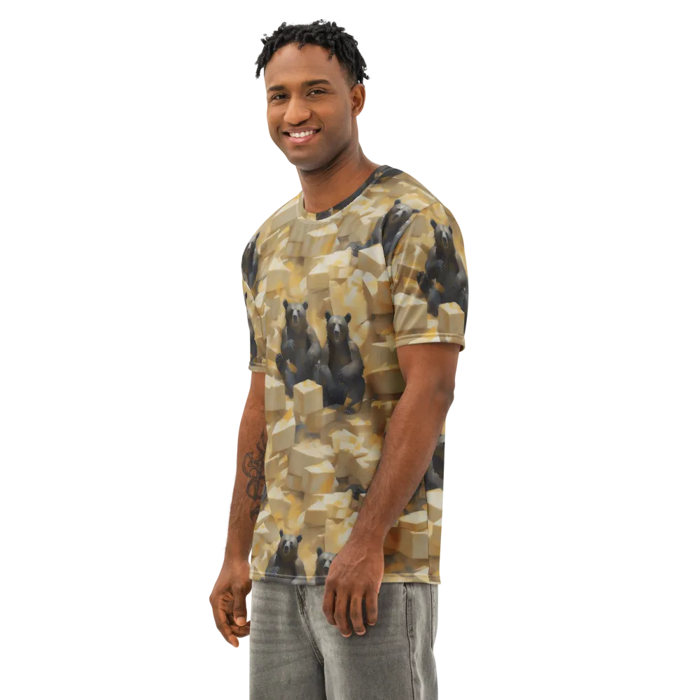 Cheddar Bear Society on Men's Cotton Crew Neck T-Shirt — Left Front