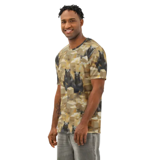 Cheddar Bear Society on a Men's Cotton Crew Neck T-Shirt