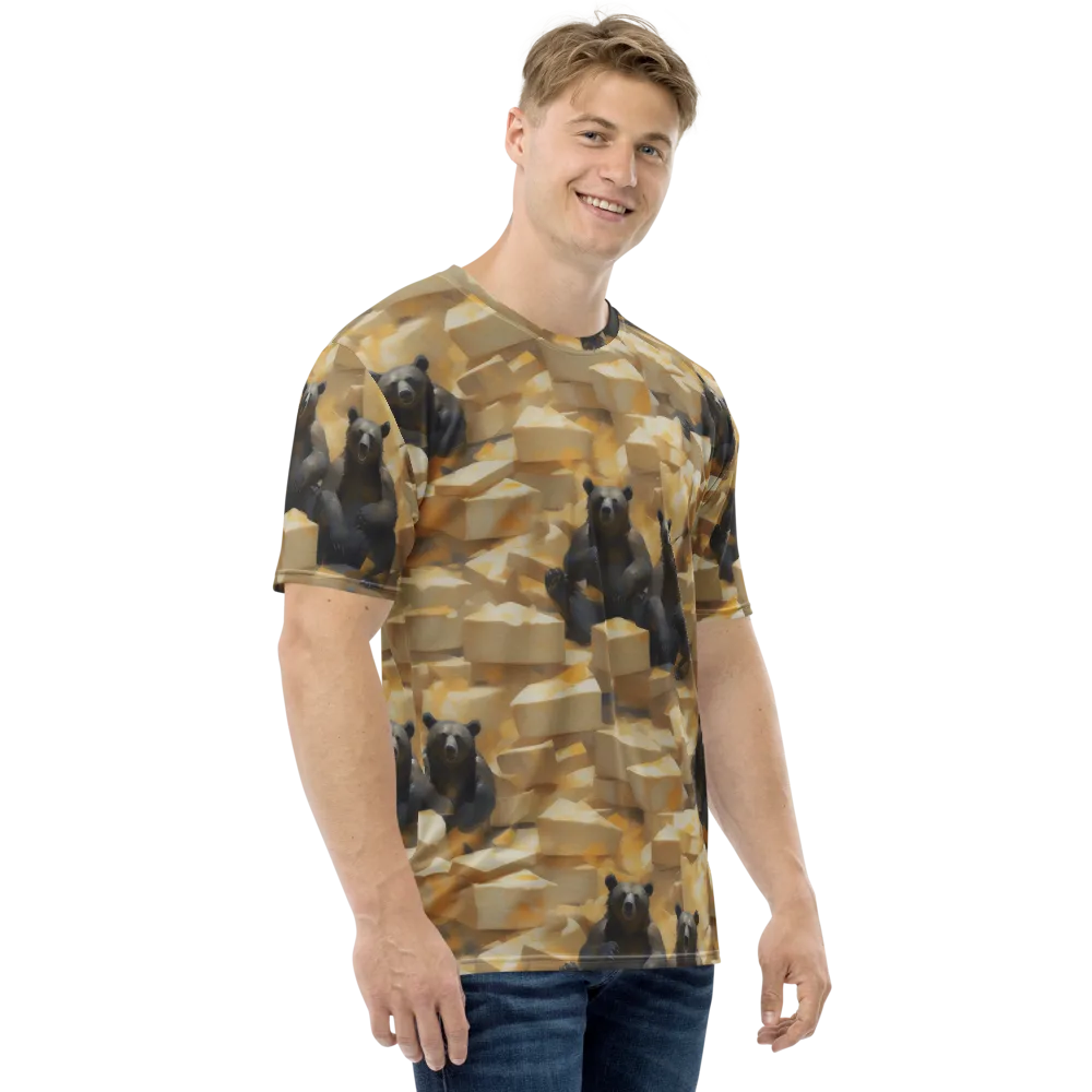 Cheddar Bear Society on Men's Crew Neck T-Shirt — Right