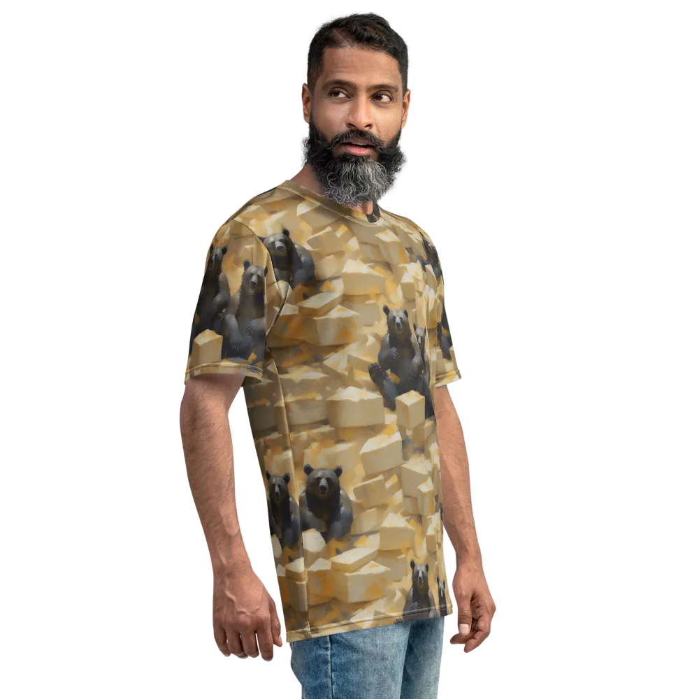 Cheddar Bear Society on Men's Crew Neck T-Shirt — Right