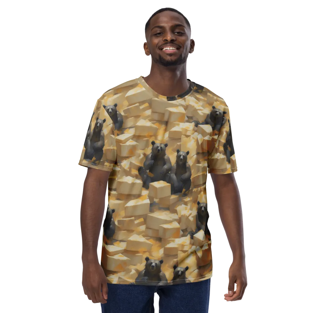 Cheddar Bear Society on Men's Crew Neck T-Shirt — Front