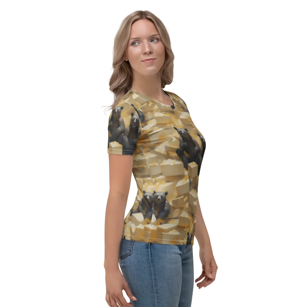Cheddar Bear Society on Women's Crew Neck T-Shirt — Right