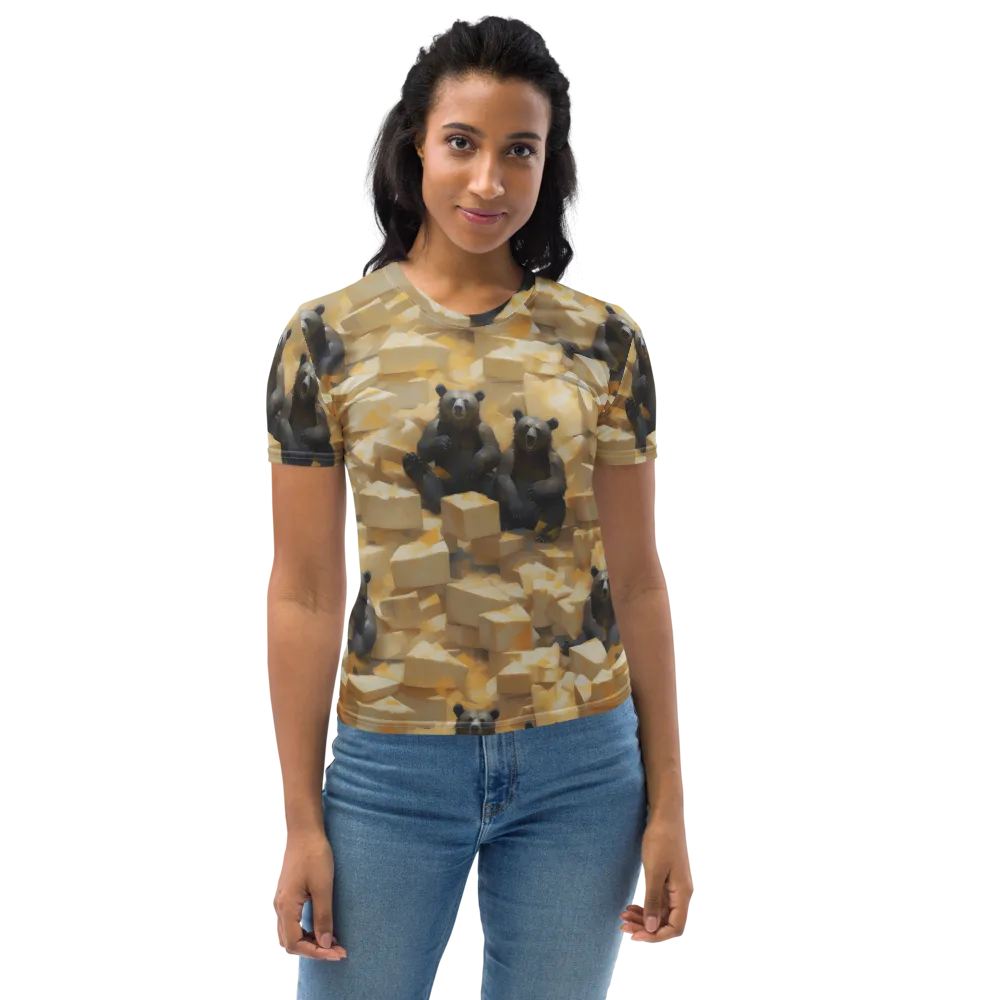 Cheddar Bear Society on Women's Crew Neck T-Shirt — Front