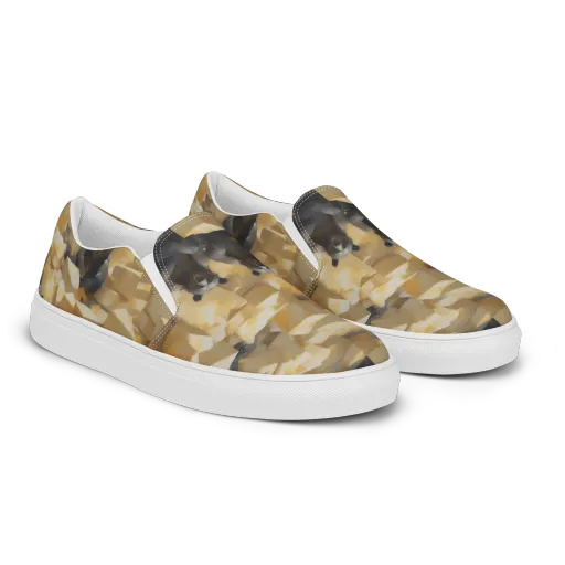 Cheddar Bear Society on a Men's Slip-On Canvas Shoes
