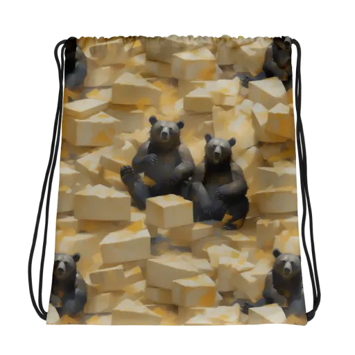 Cheddar Bear Society on a Drawstring Bag