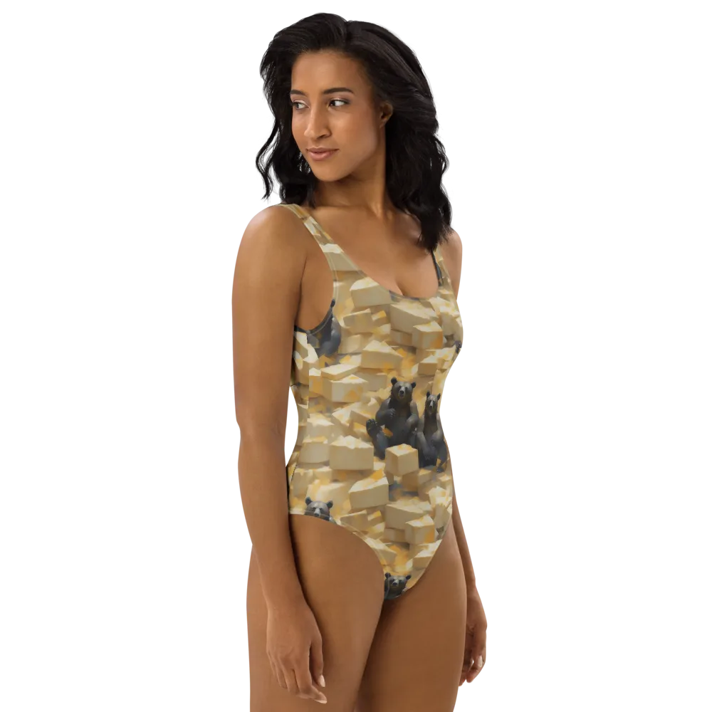 Cheddar Bear Society on One-Piece Swimsuit — Right