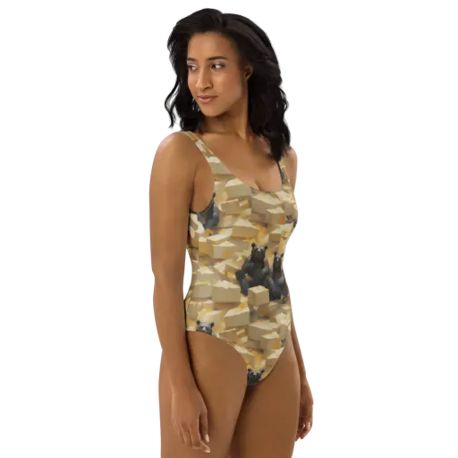 Cheddar Bear Society on a One-Piece Swimsuit