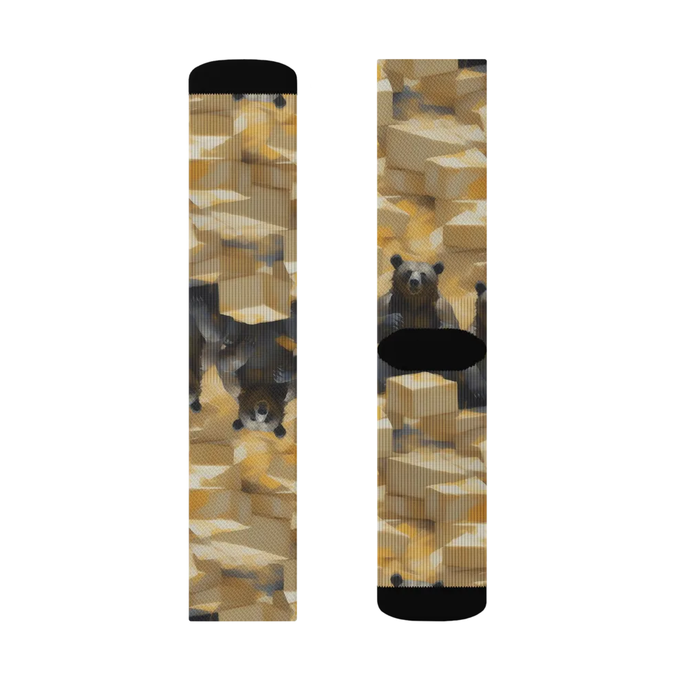 Cheddar Bear Society on Socks — Left Sock