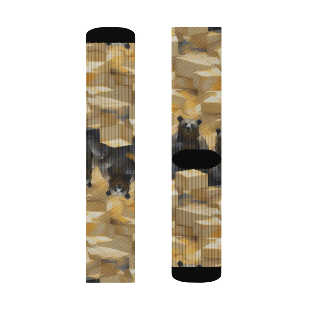 Cheddar Bear Society on Socks — Right Sock