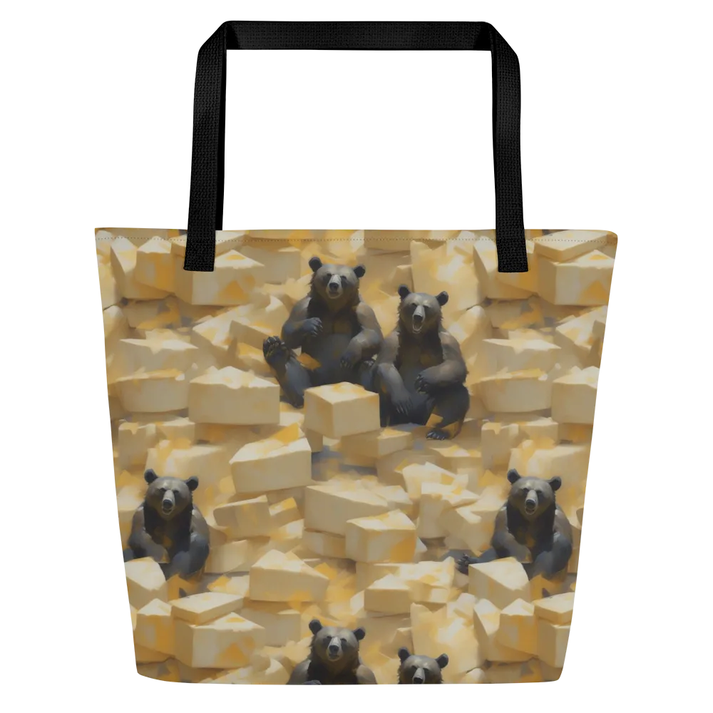 Cheddar Bear Society on Large Tote Bag W/ Pocket — Front