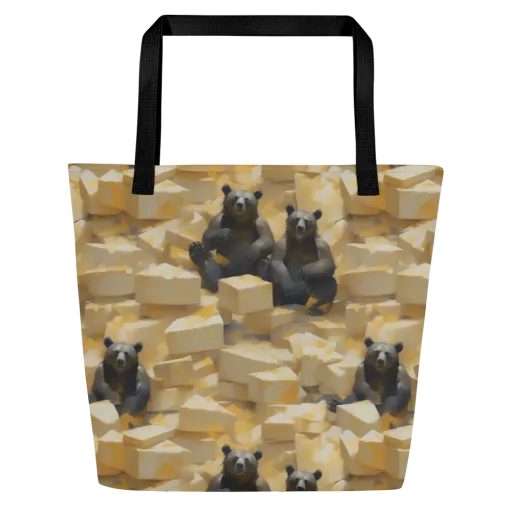 Cheddar Bear Society on a Large Tote Bag W/ Pocket