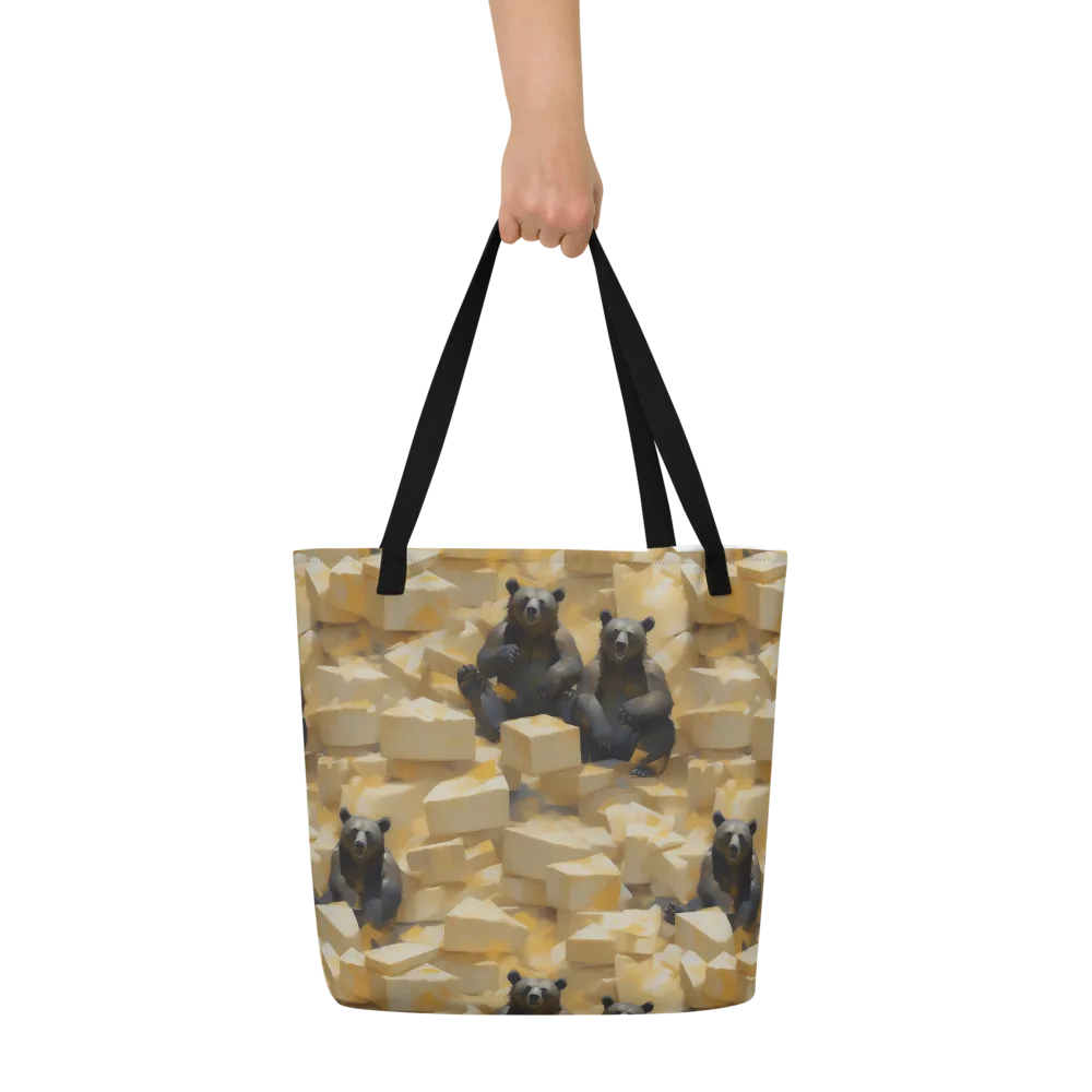 Cheddar Bear Society on Large Tote Bag W/ Pocket — Front