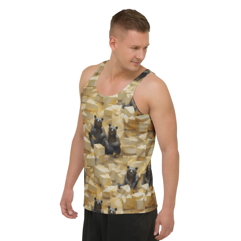 Cheddar Bear Society on Men's Tank Top — Left Front