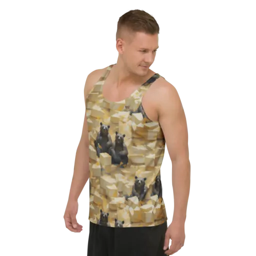 Cheddar Bear Society on a Men's Tank Top