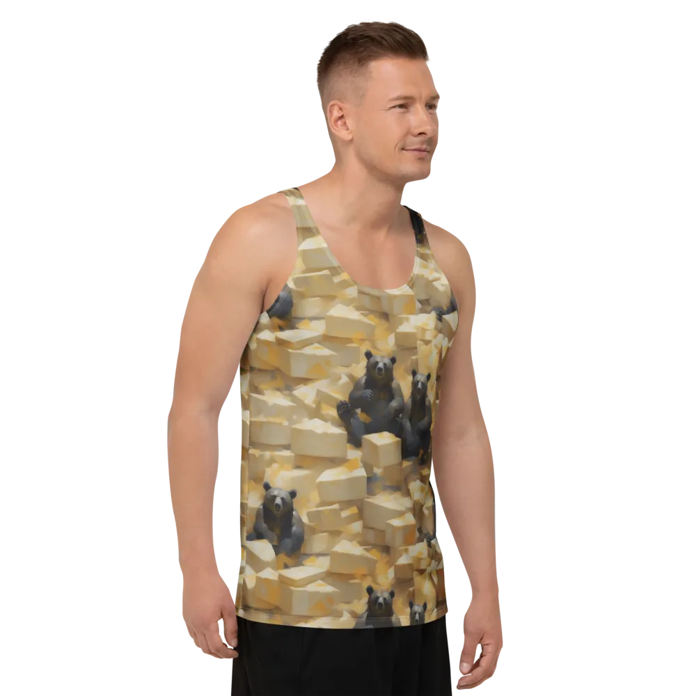 Cheddar Bear Society on Men's Tank Top — Right Front