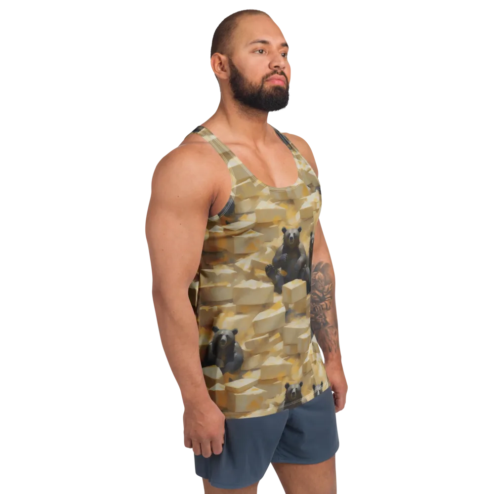 Cheddar Bear Society on Men's Tank Top — Right Front