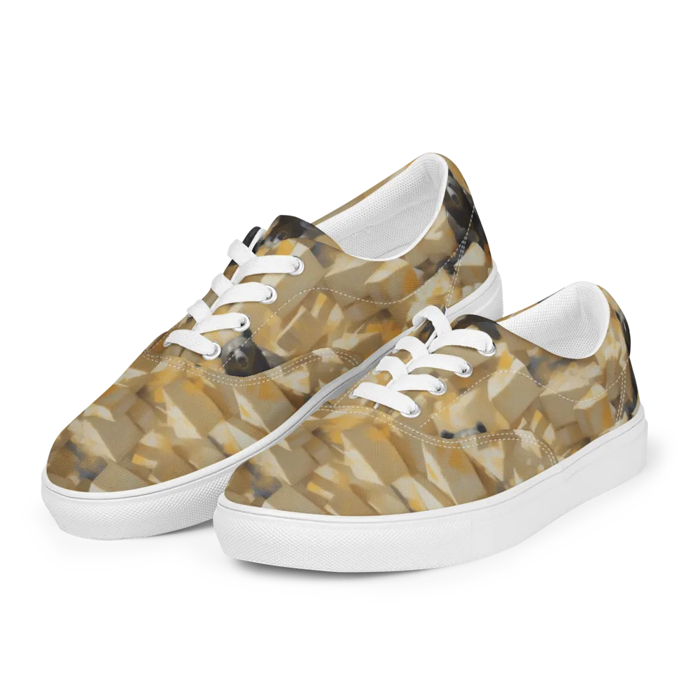 Cheddar Bear Society on Men's Lace-Up Canvas Shoes — Left Front