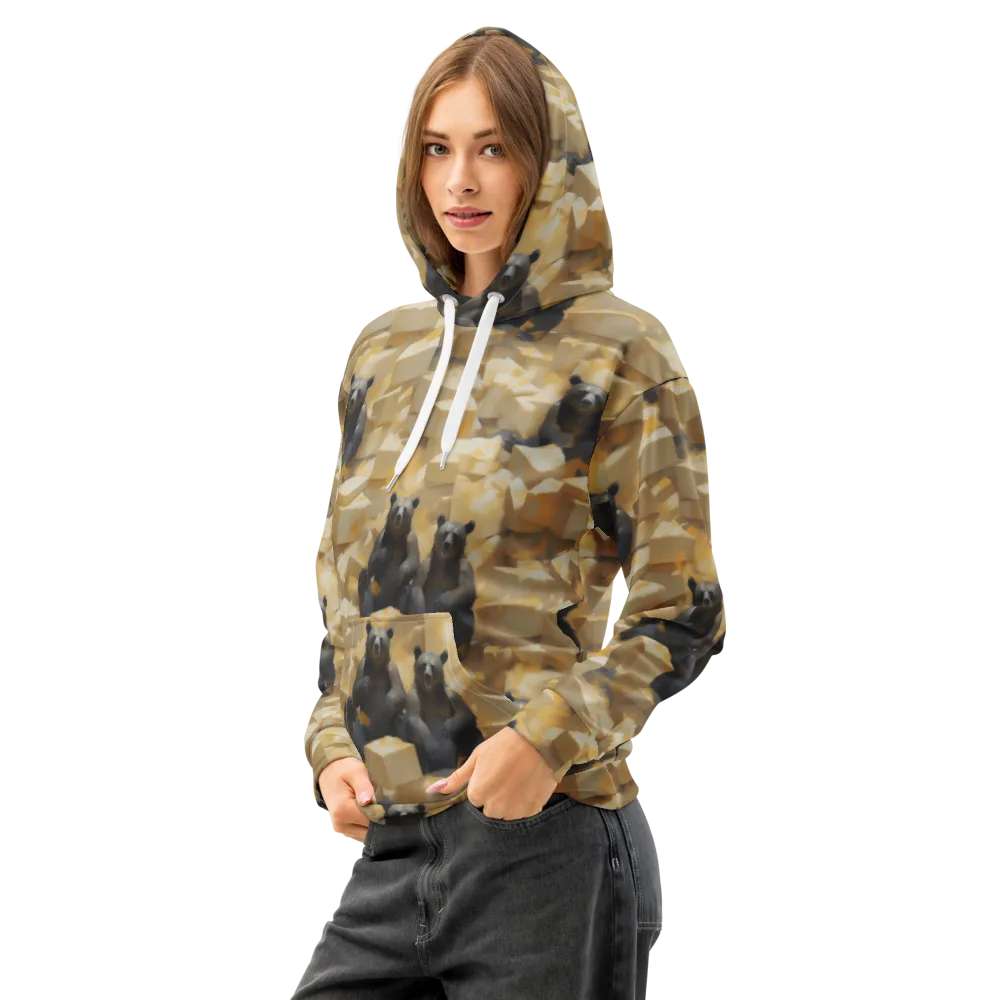Cheddar Bear Society on Cotton Hoodie — Left Front