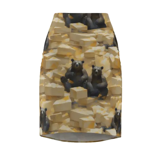 Cheddar Bear Society on a Pencil Skirt