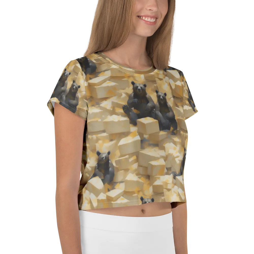 Cheddar Bear Society on Crop Tee — Right