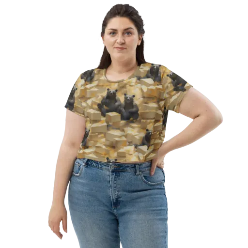 Cheddar Bear Society on a Crop Tee