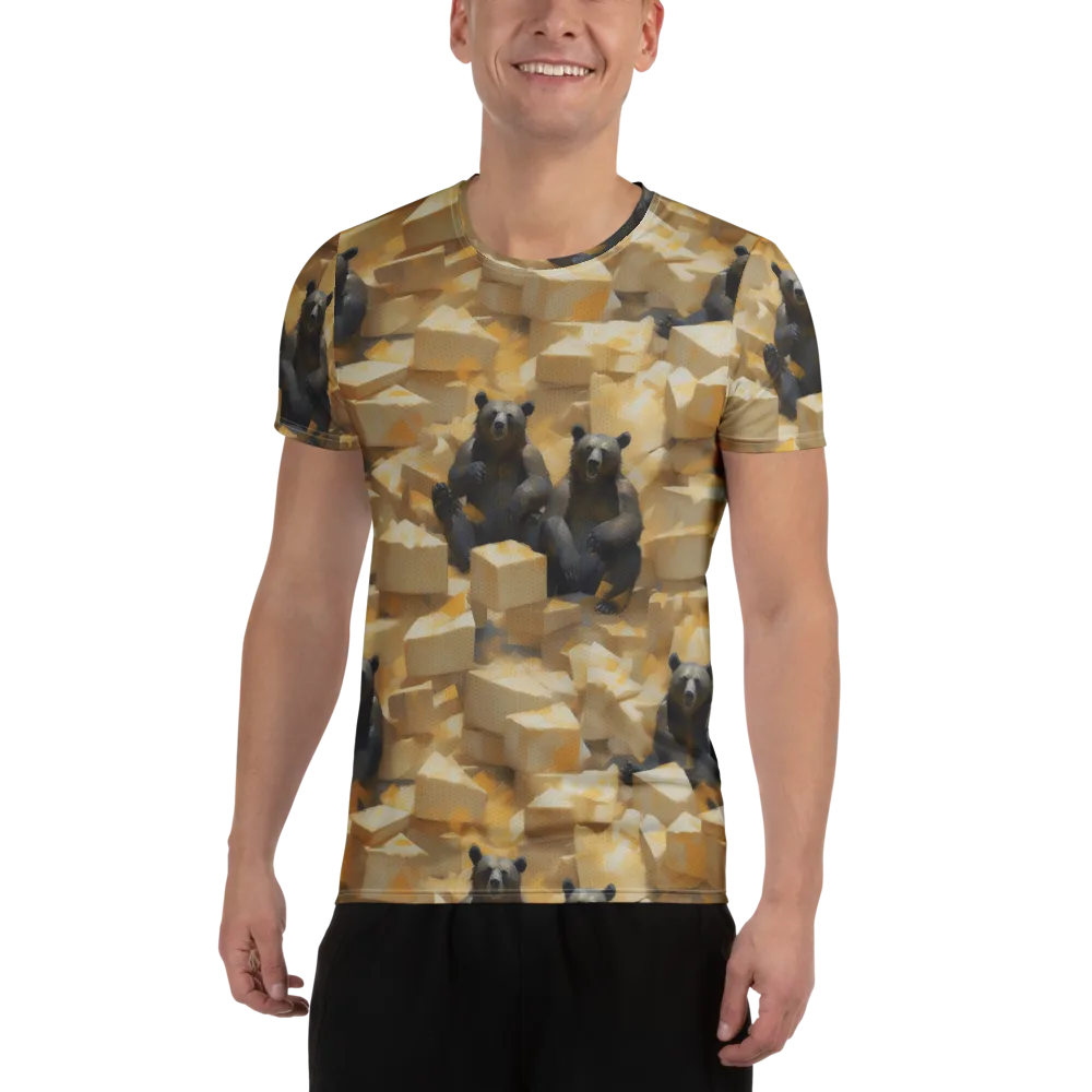 Cheddar Bear Society on Men's Athletic T-Shirt — Front