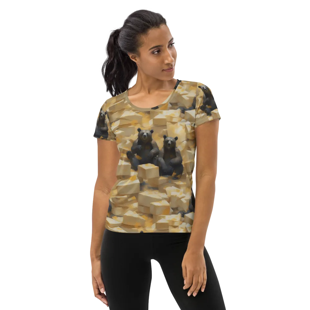Cheddar Bear Society on Women's Athletic T-Shirt — Front