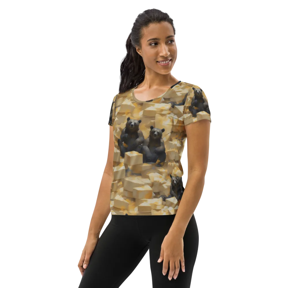 Cheddar Bear Society on Women's Athletic T-Shirt — Left