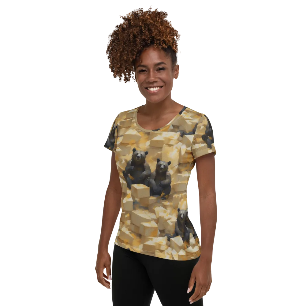 Cheddar Bear Society on Women's Athletic T-Shirt — Left