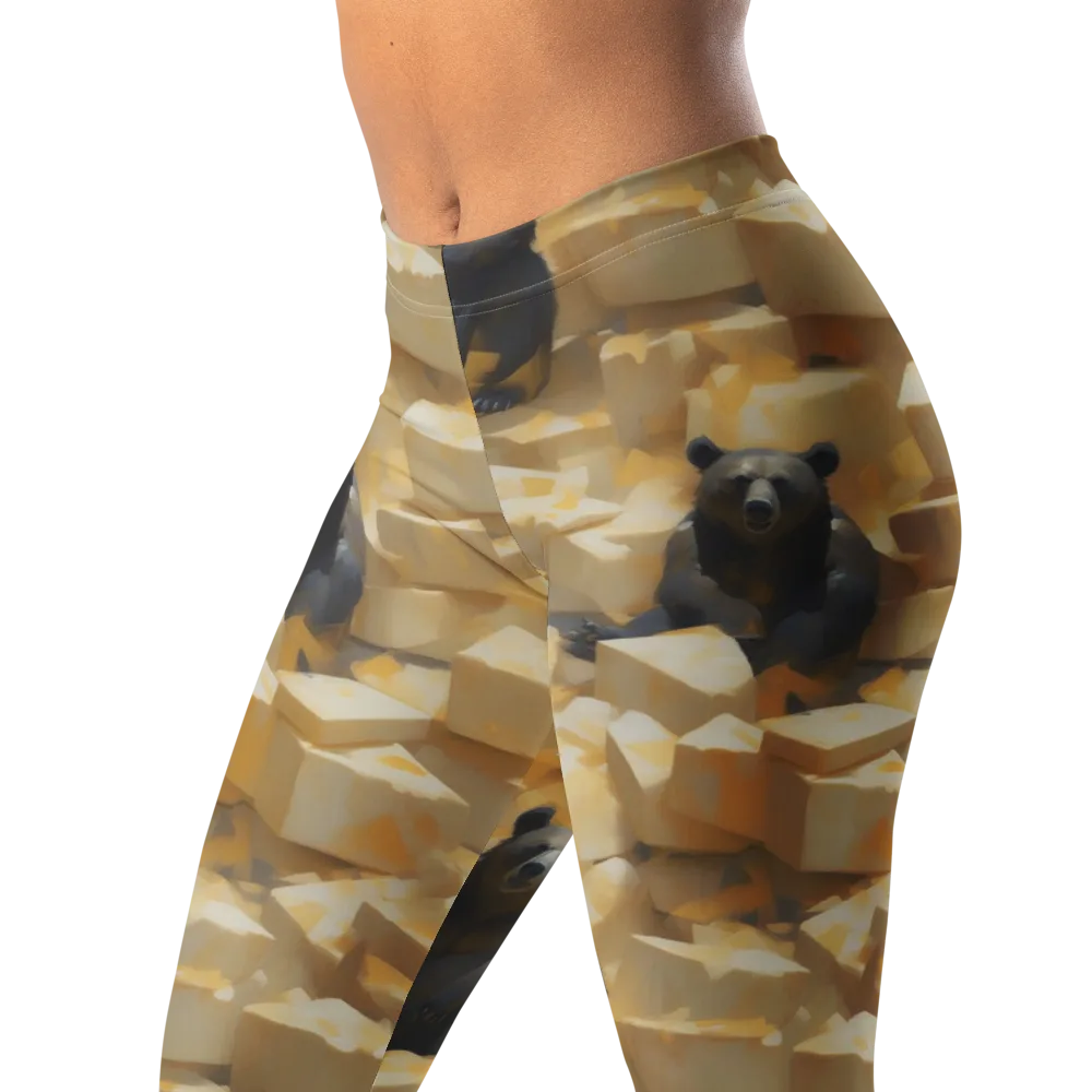 Cheddar Bear Society on Leggings — Left Front
