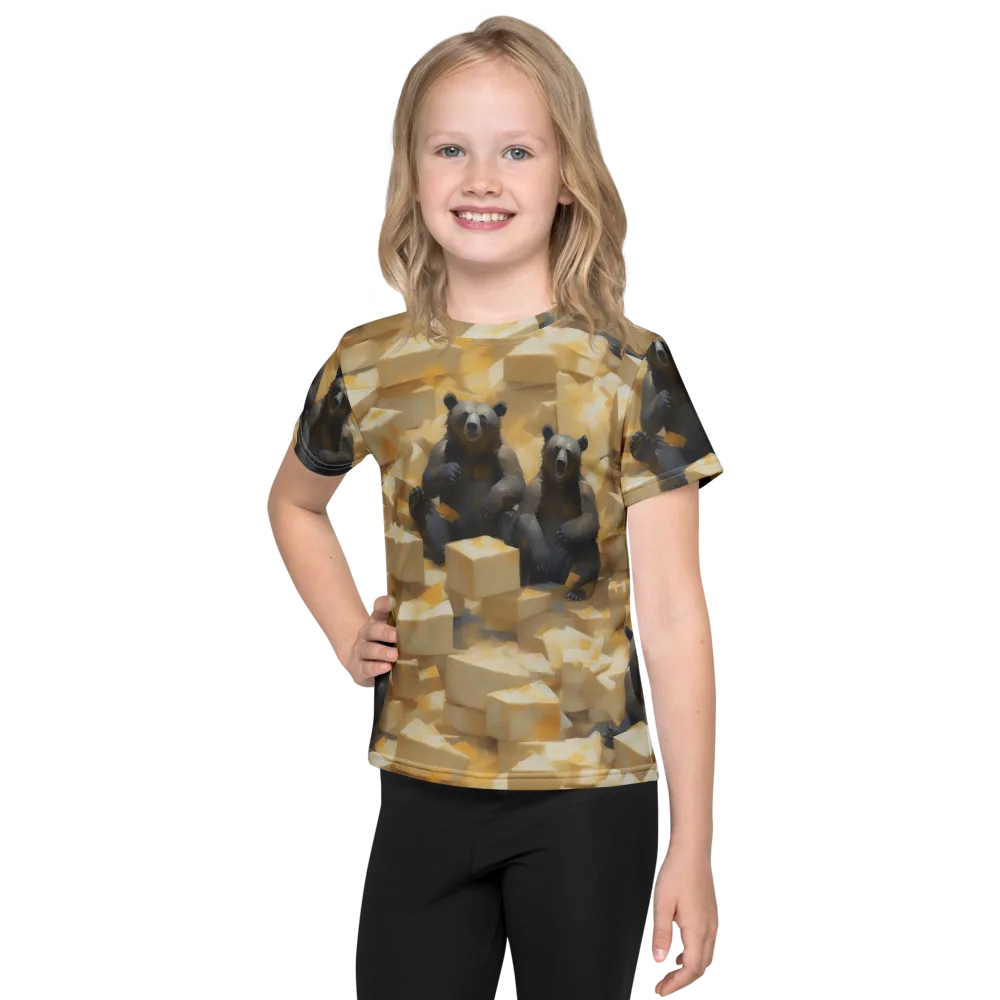Cheddar Bear Society on Kids Crew Neck T-Shirt — Front