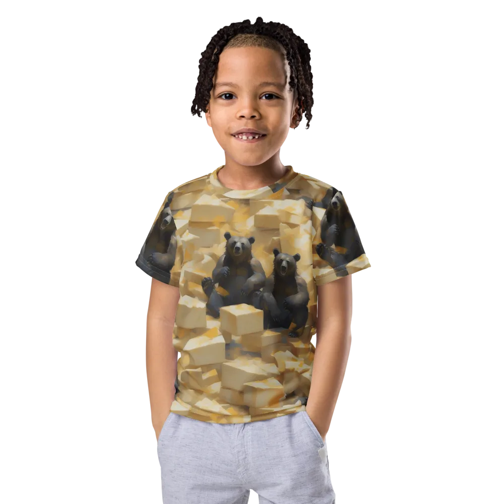 Cheddar Bear Society on Kids Crew Neck T-Shirt — Front