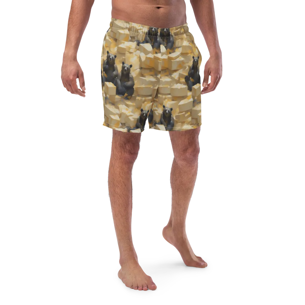 Cheddar Bear Society on Swim Trunks — Front