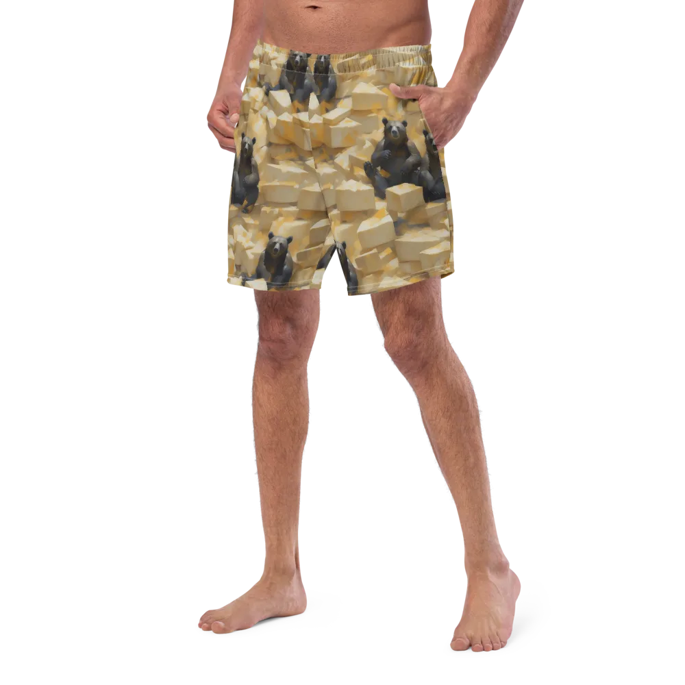 Cheddar Bear Society on Swim Trunks — Left Front