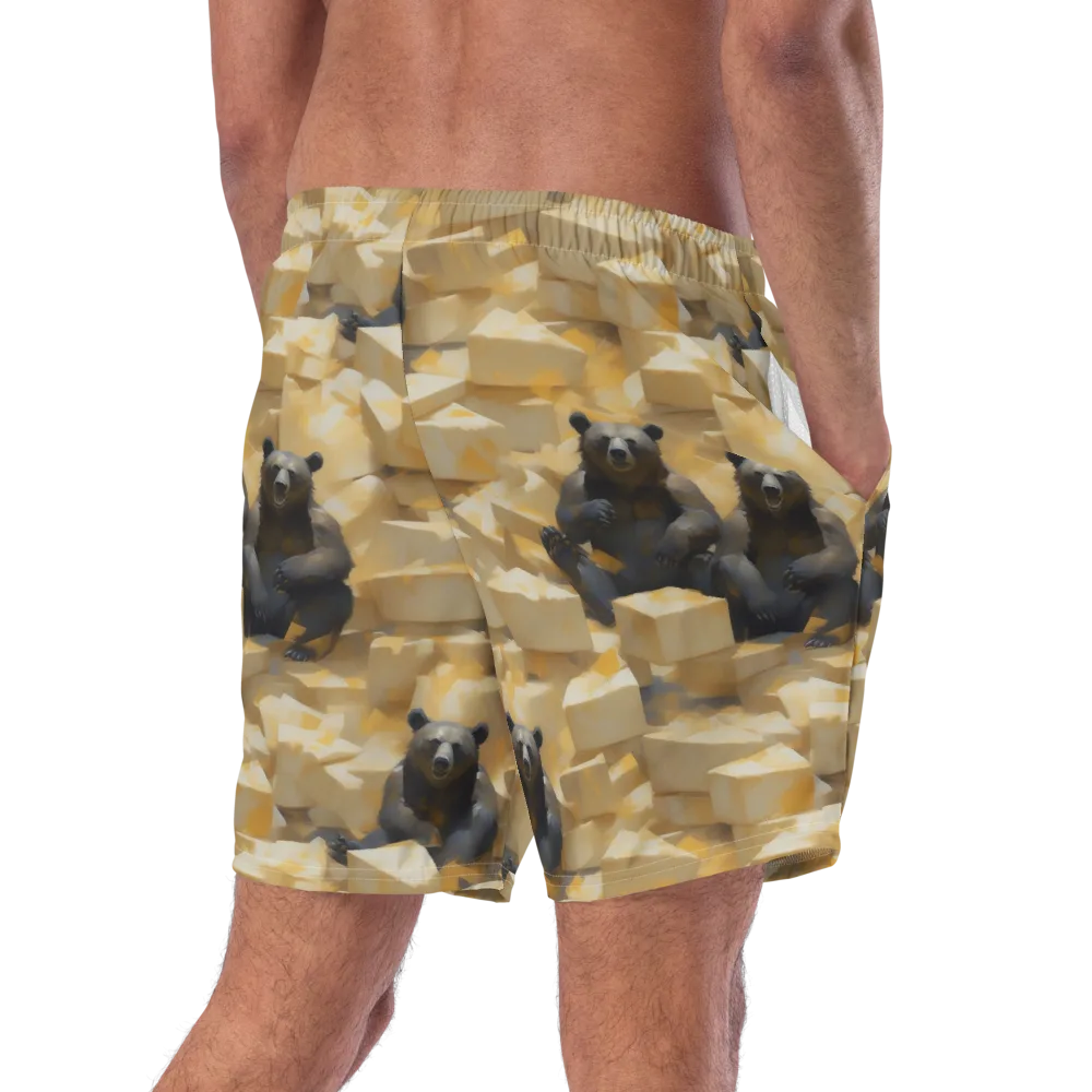 Cheddar Bear Society on Swim Trunks — Right Back