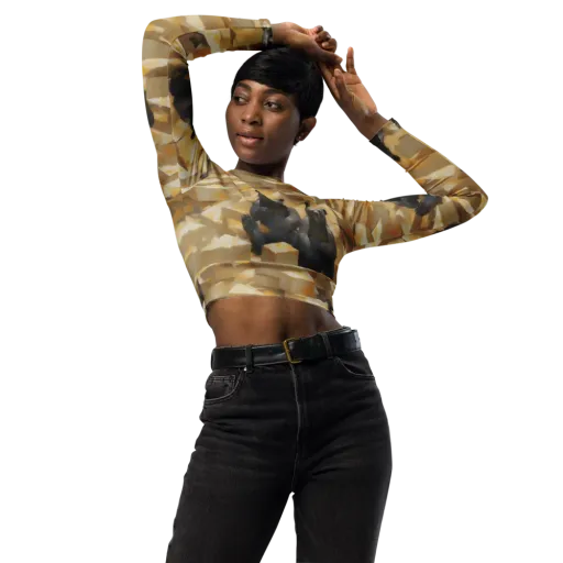 Cheddar Bear Society on a Long Sleeve Crop Top