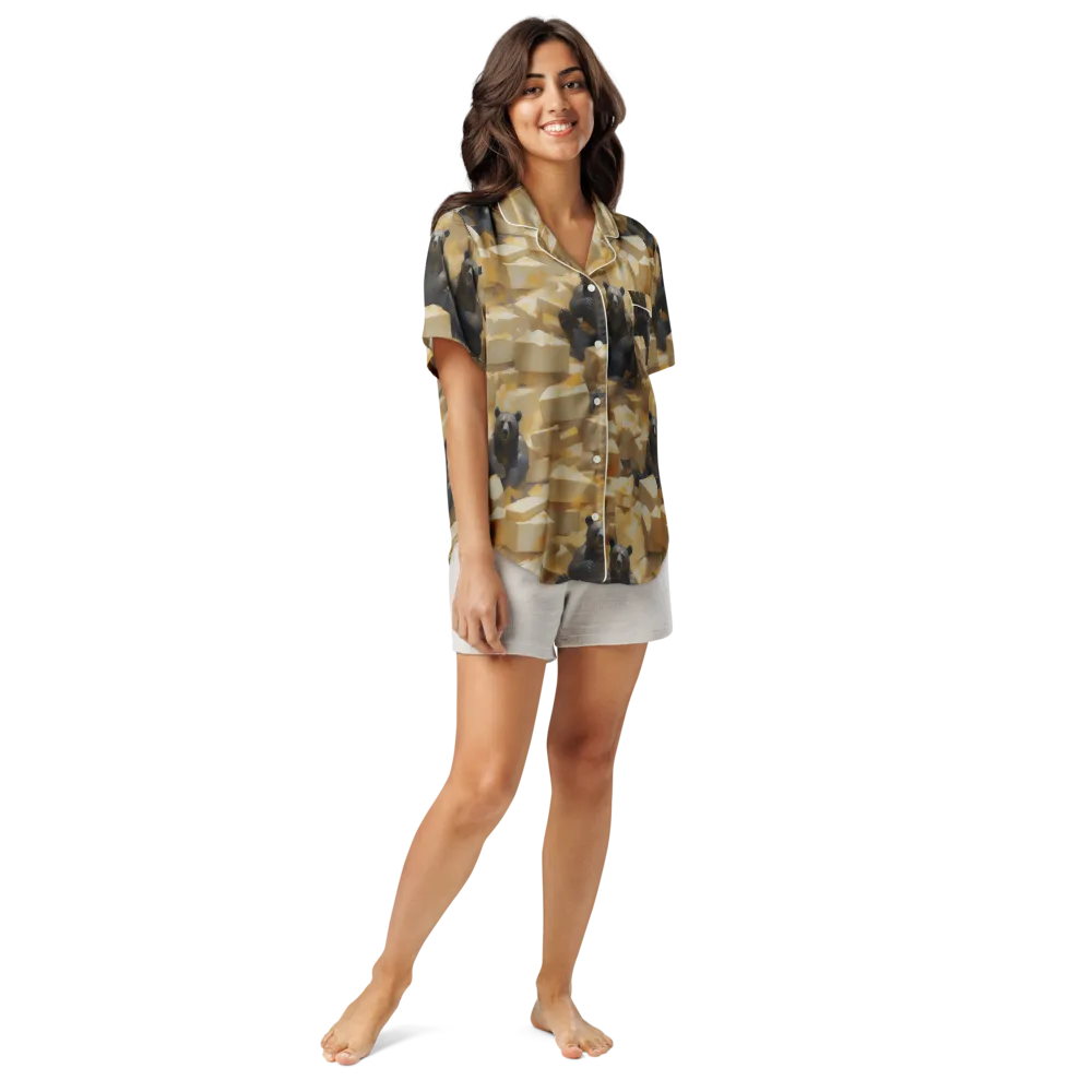 Cheddar Bear Society on Women's Short Sleeve Pajama Top — Front