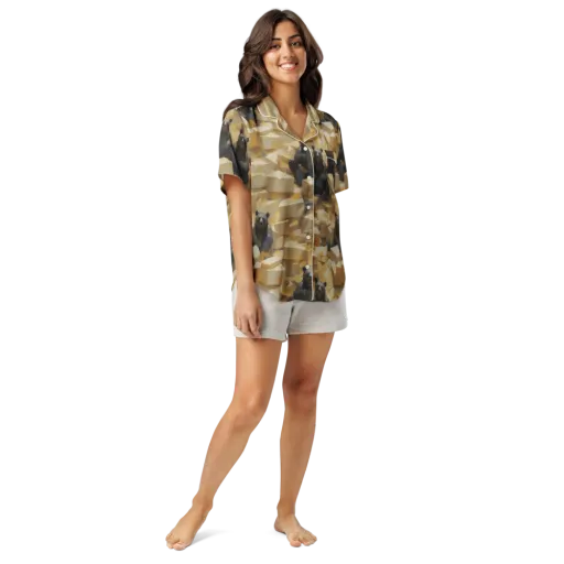 Cheddar Bear Society on a Women's Short Sleeve Pajama Top