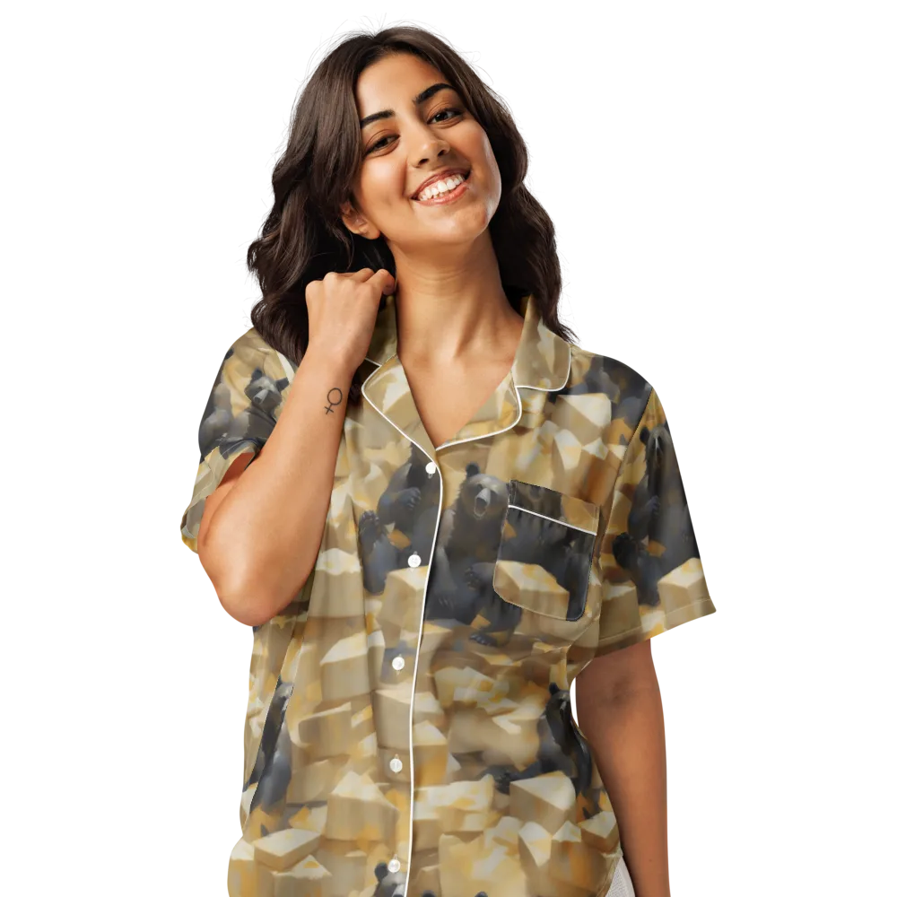 Cheddar Bear Society on Women's Short Sleeve Pajama Top — Front